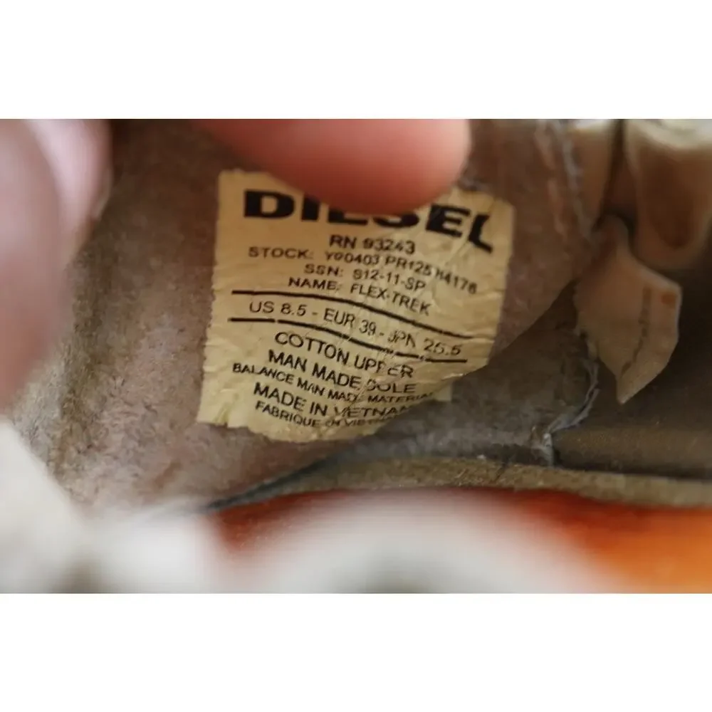 Diesel Shoes Womens 8.5 Brown Canvas Leather Flex Trex Ballet Flats Open Toe_5